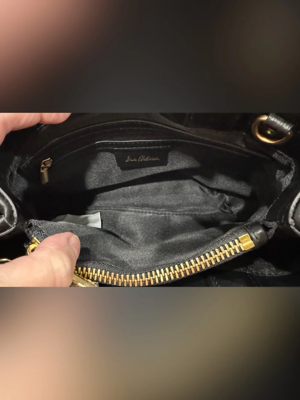 Sam Edelman Cleo Basket Weave Mini Satchel Tote Bag Black Gold Hardware NWT